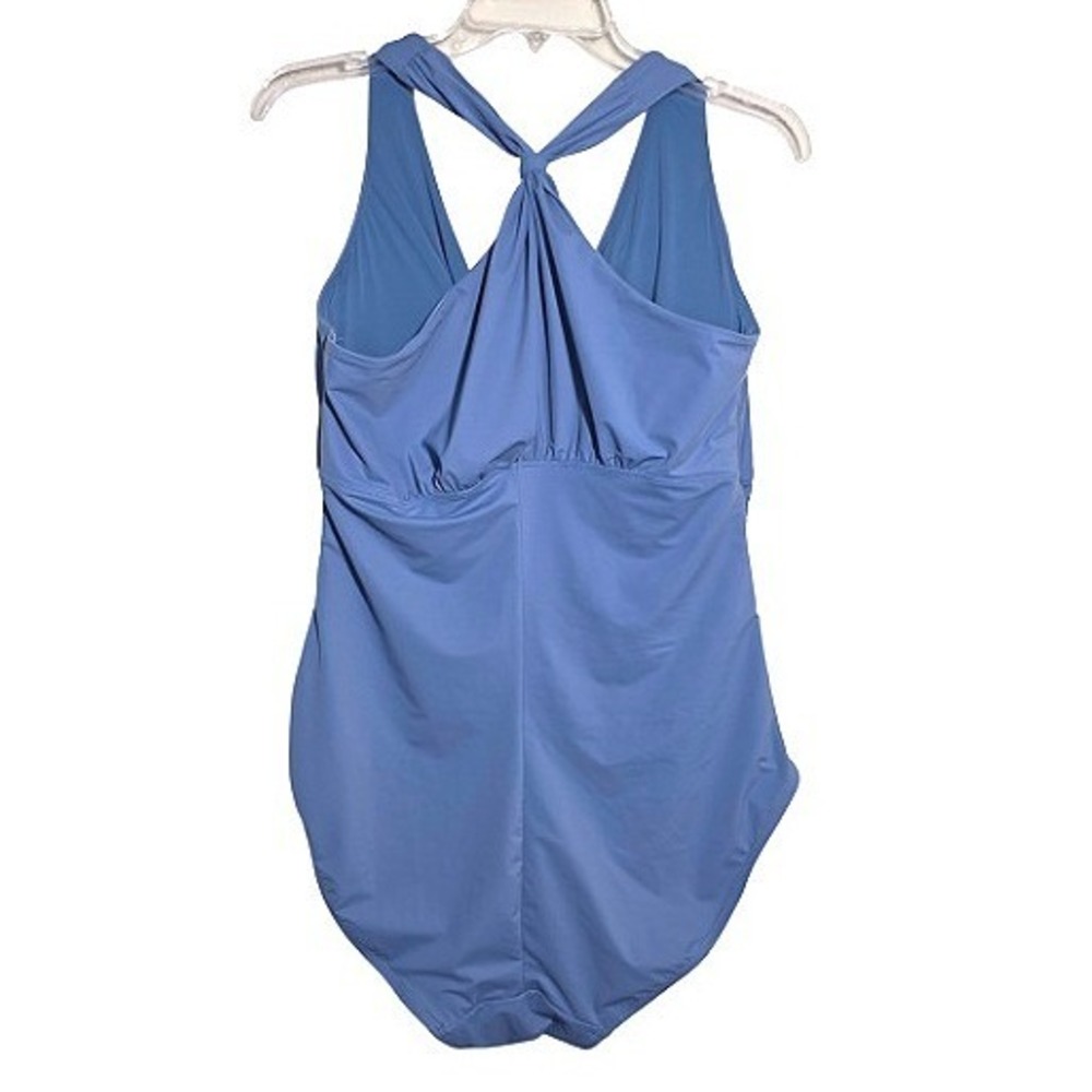 ShapeLLX Smart Sculpt Ruched Twist-Front Tummy Control Swimsuit Sky Blue XL EUC - Picture 9 of 13